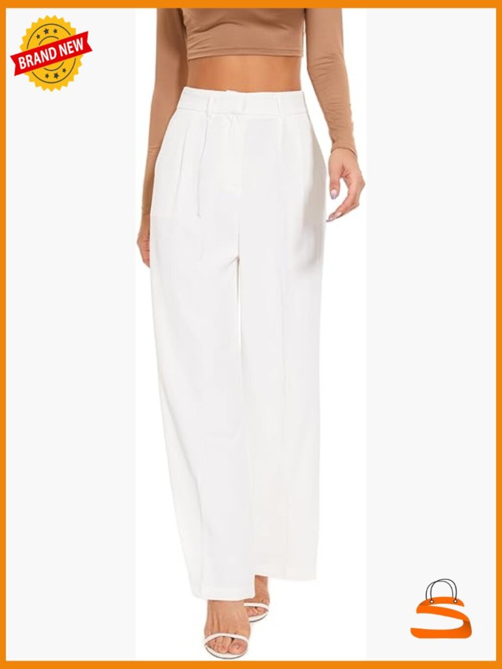 Wide Leg Trousers High Elastic Waist Straight Suit Pants for Work
